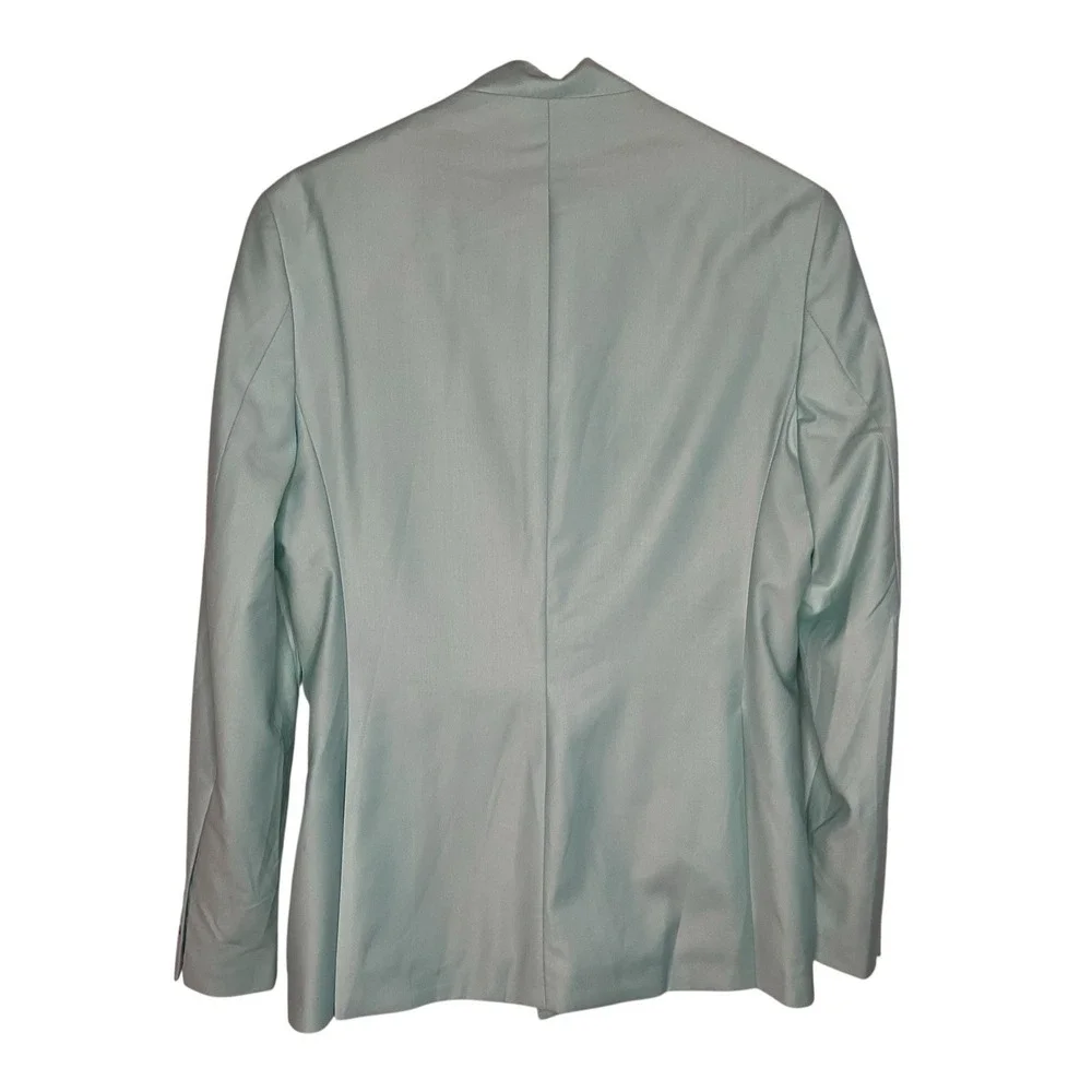 Fonte Mint Green Wool Blazer Mens Size 48 Gold‎ Embroidery Mandarin Stand Collar